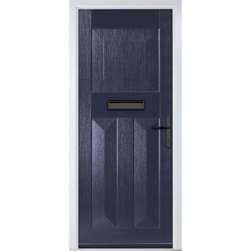 Eaton Solid Blue None Glass 890 x 2090mm Left Hand