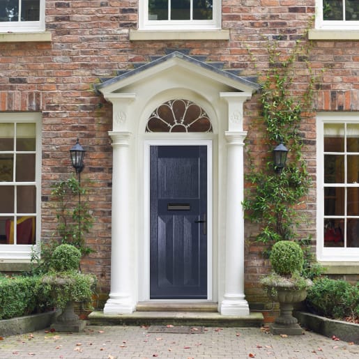 Eaton Solid Blue None Glass 890 x 2090mm Left Hand