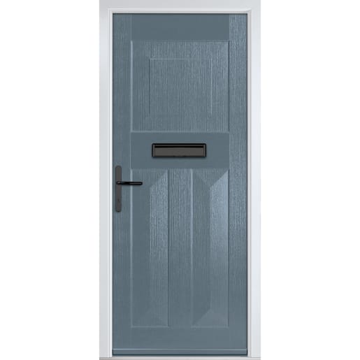 Eaton Solid Slate Grey None Glass 890 x 2090mm Right Hand