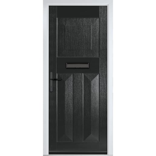Eaton Solid Black None Glass 890 x 2090mm Right Hand