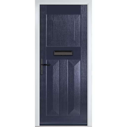 Eaton Solid Blue None Glass 890 x 2090mm Right Hand