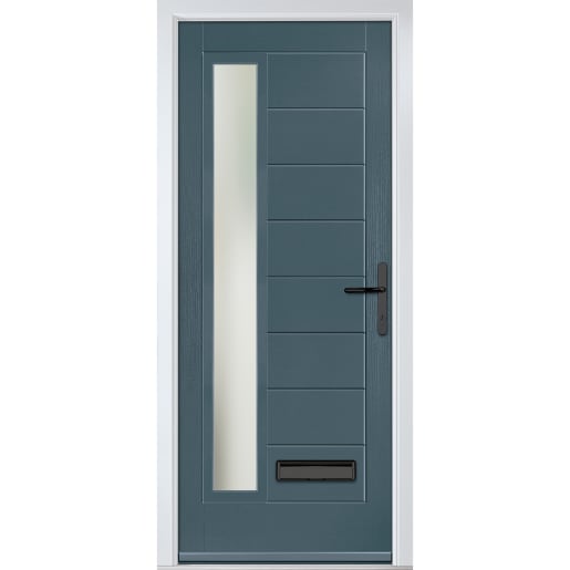 Monza Left Slate Grey Clear Glass 890 x 2090mm Left Hand