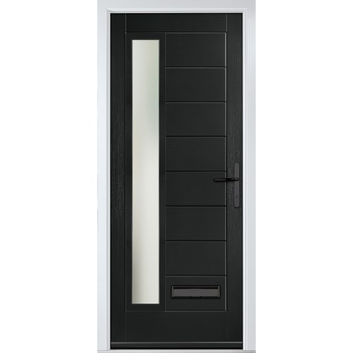Monza Left Black Clear Glass 890 x 2090mm Left Hand