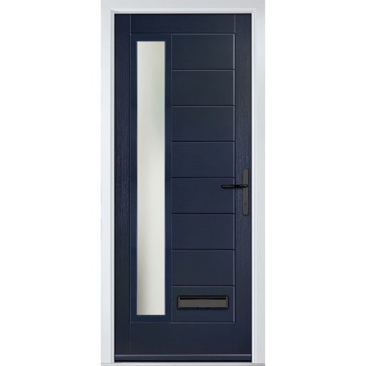 Monza Left Blue Stipolytte Glass 890 x 2090mm Left Hand