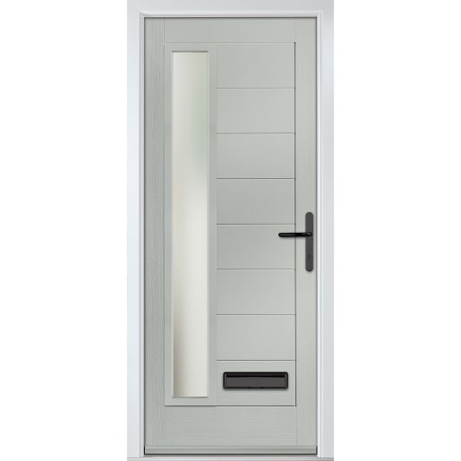 Monza Left Agate Grey Stipolytte Glass 890 x 2090mm Left Hand