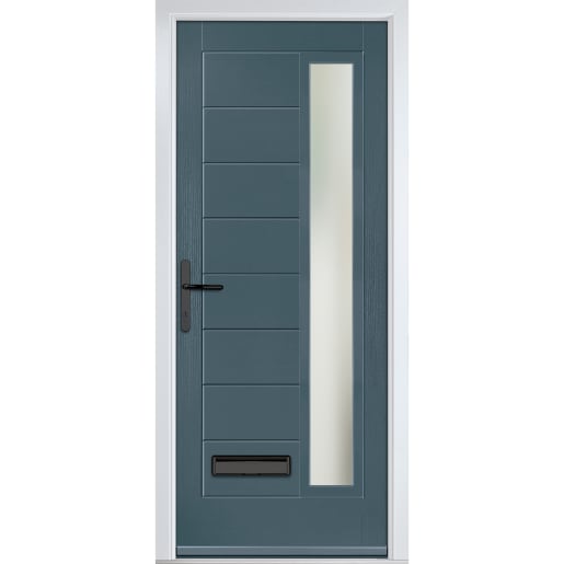 Monza Right Slate Grey Clear Glass 890 x 2090mm Right Hand
