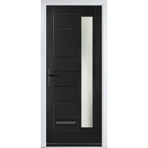 Monza Right Black Clear Glass 890 x 2090mm Right Hand