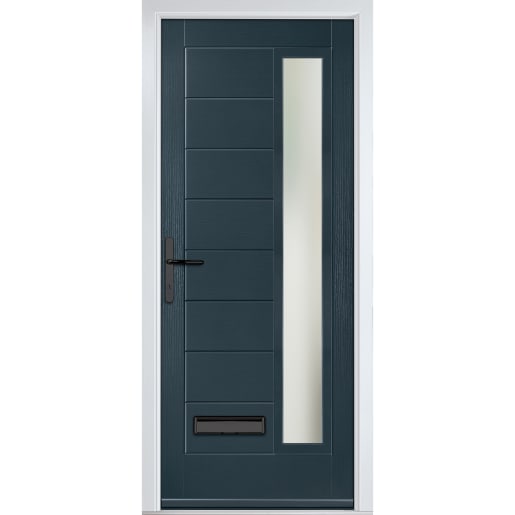 Monza Right Anthracite Grey Clear Glass 890 x 2090mm Right Hand