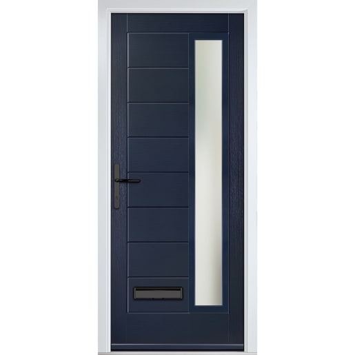Monza Right Blue Clear Glass 890 x 2090mm Right Hand