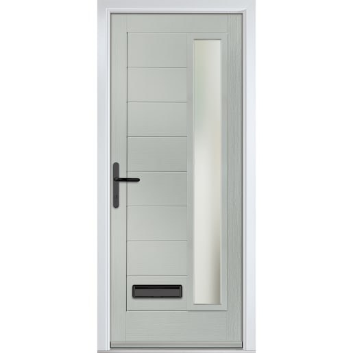 Monza Right Agate Grey Clear Glass 890 x 2090mm Right Hand