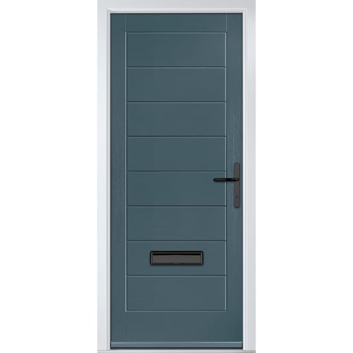 Monza Solid Slate Grey No Glass 890 x 2090mm Left Hand