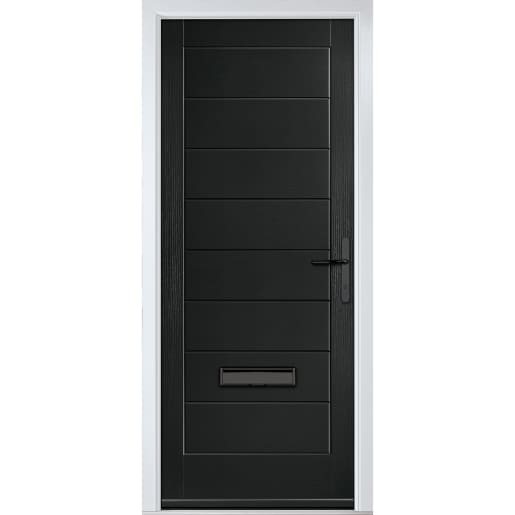 Monza Solid Black No Glass 890 x 2090mm Left Hand