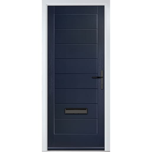 Monza Solid Blue No Glass 890 x 2090mm Left Hand