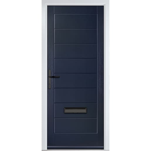Monza Solid Blue No Glass 890 x 2090mm Right Hand