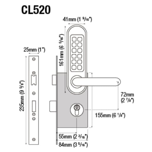 Codelocks Mechanical Push Button Mortice Sash Lock Stainless Steel