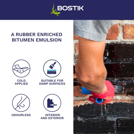 Bostik Cementone Flexible Damp Proofer and Waterproofer 5L Black