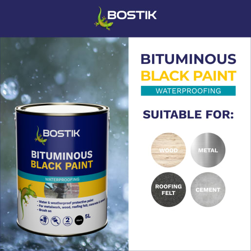 Bostic Cementone Bitumen Waterproof Paint 5.0L Black