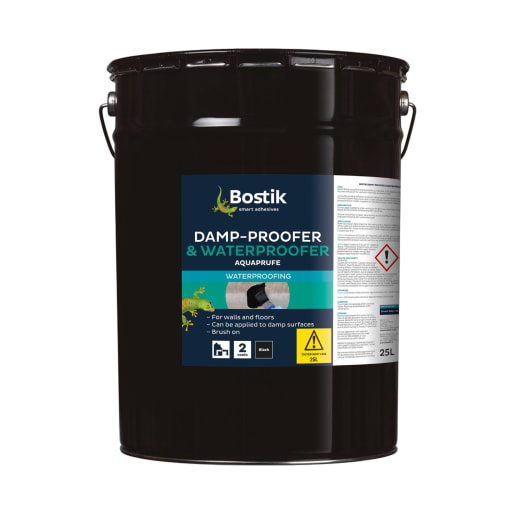 Bostik Aquaprufe Flexible Damp Proofer and Waterproofer 25L Black