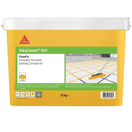 SikaCeram-621 FlowFix Jointing Compound Tub 15kg Dark Grey