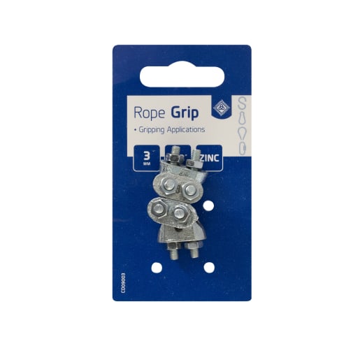 Wire Rope Grips Zinc Plated 3mm Pack of 4