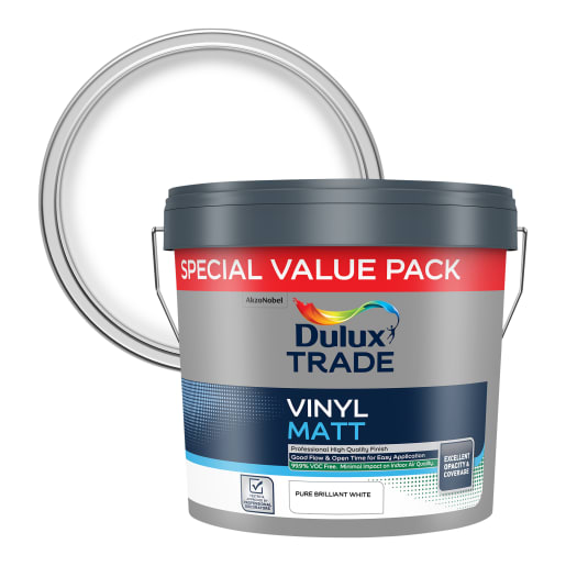 Dulux Trade Vinyl Matt Emulsion Paint 7.5L Pure Brilliant White