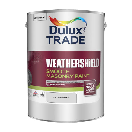 Dulux Trade Weathershield Smooth Masonry Paint 5L Frosted Grey 