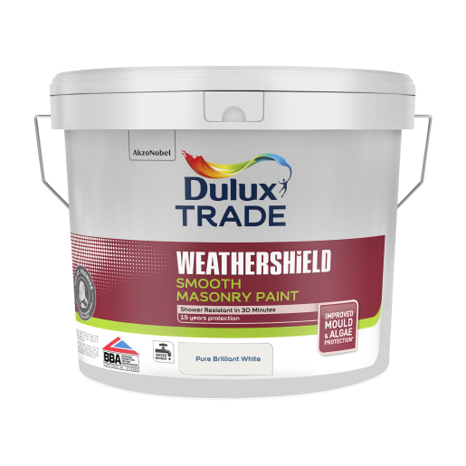 Dulux Trade Weathershield Smooth Masonry Paint 10L Brilliant White