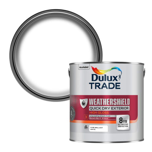 Dulux Trade Weathershield Quick Dry Exterior High Gloss 2.5L Pure Brilliant White