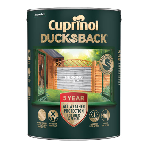 Cuprinol Ducksback 5 Year Waterproof 5 Litres Herring Grey