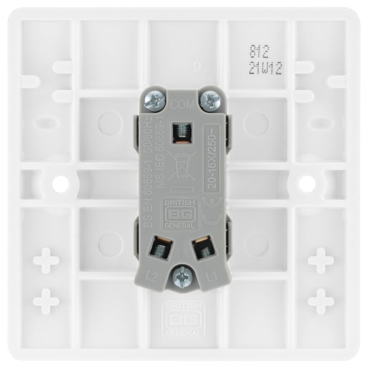 BG 800 Series 20A Single Wall Light Switch White Moulded Round Edge