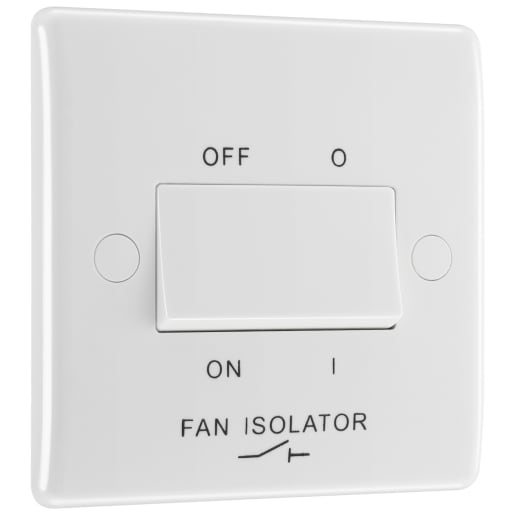 BG 800 Series 10A Triple Pole Fan Isolator Switch Round Edge White