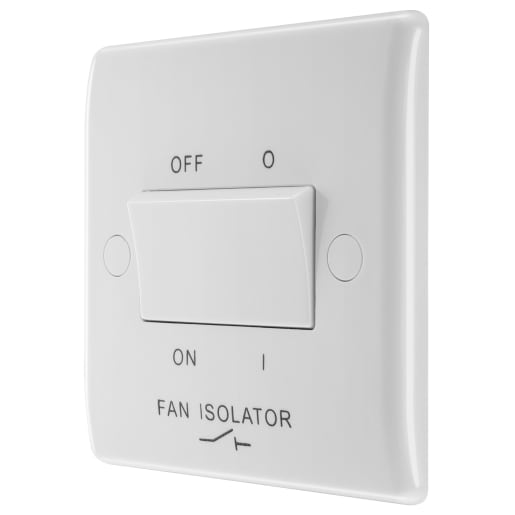 BG 800 Series 10A Triple Pole Fan Isolator Switch Round Edge White