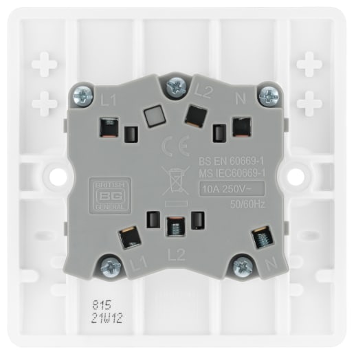 BG 800 Series 10A Triple Pole Fan Isolator Switch Round Edge White