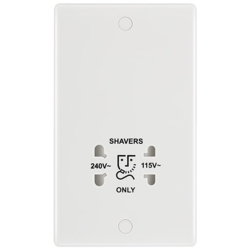 BG 800 Series Shaver Socket Round Edges Dual 115/240V White Moulded