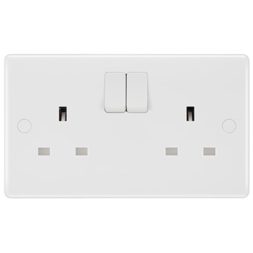 BG Nexus 800 13A Double Switched Socket Round Edge White Moulded