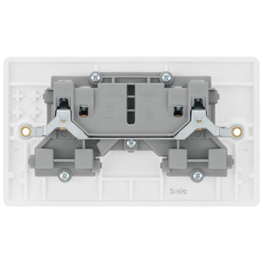BG Nexus 800 13A Double Switched Socket Round Edge White Moulded
