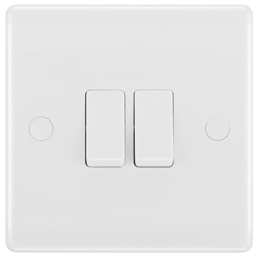 BG 800 Series 20A Double Wall Light Switch White Moulded Round Edge