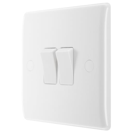 BG 800 Series 20A Double Wall Light Switch White Moulded Round Edge