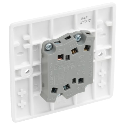 BG 800 Series 20A Double Wall Light Switch White Moulded Round Edge