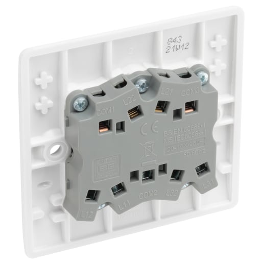 BG 800 Series 20A Triple Wall Light Switch White Moulded Round Edge