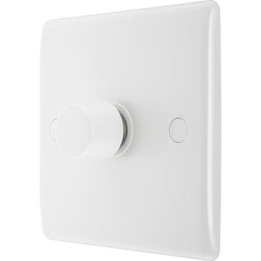 BG 800 Series Single Wall Dimmer Switch White Moulded Round Edge
