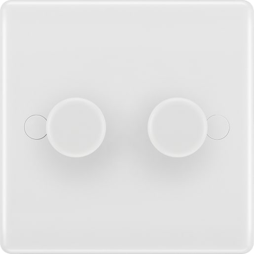 BG 800 Series Double Wall Dimmer Switch White Moulded Round Edge