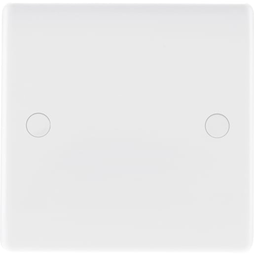 BG 800 Series Single Electrical Blank Plate Round Edge White Moulded