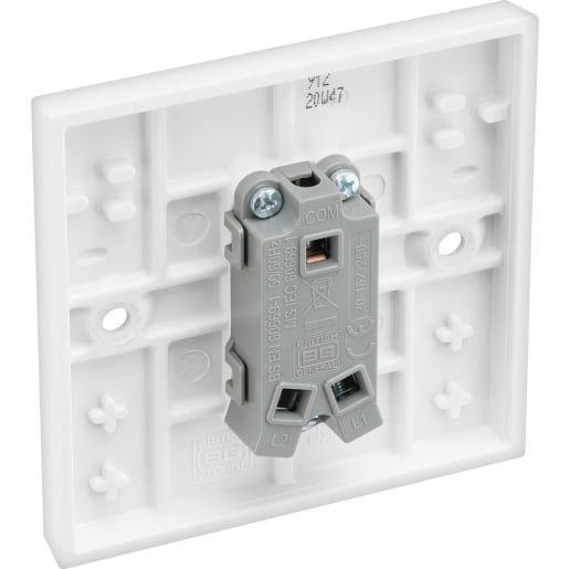BG 900 Series 20A Single Wall Light Switch White Moulded Square Edge