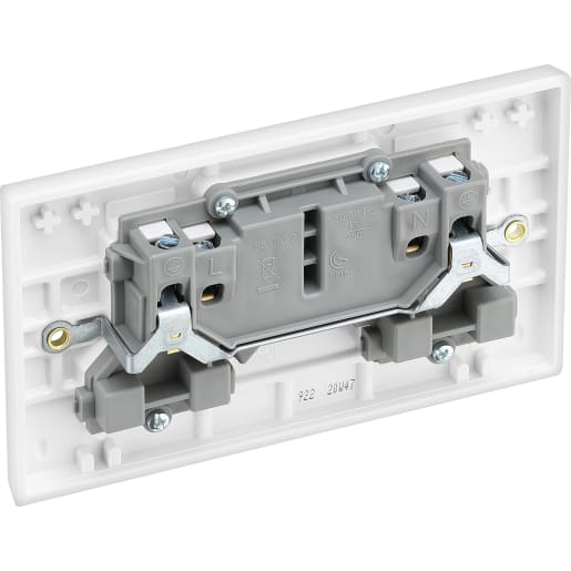 BG Nexus 900 13A Double Switched Socket Square Edge White Moulded