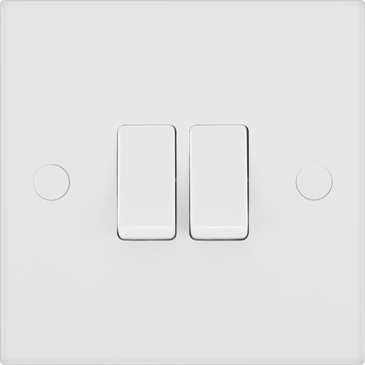 BG 900 Series 20A Double Wall Light Switch White Moulded Square Edge