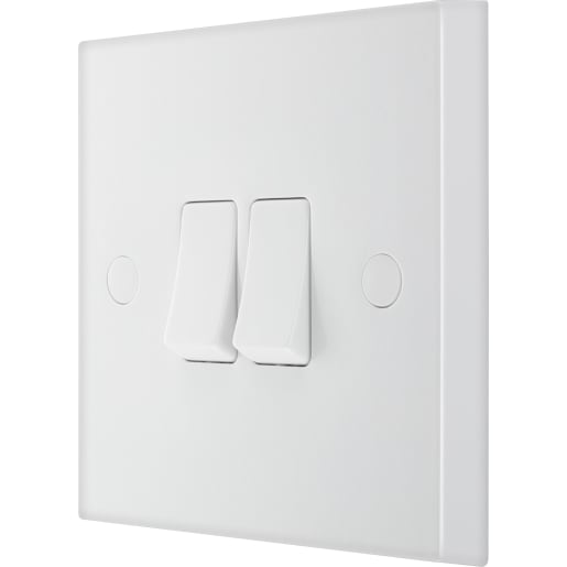 BG 900 Series 20A Double Wall Light Switch White Moulded Square Edge