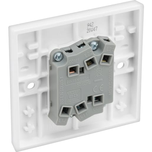 BG 900 Series 20A Double Wall Light Switch White Moulded Square Edge
