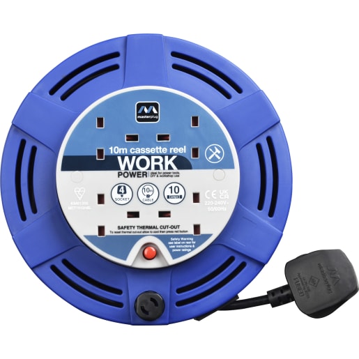 Masterplug Four Socket 10A Medium Cassette Reel with 10m Cable