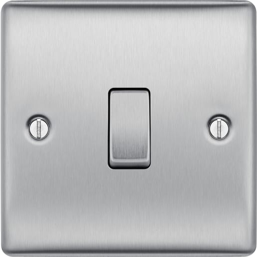 BG Nexus Metal 20A Single Wall Light Switch 2 Way Brushed Steel